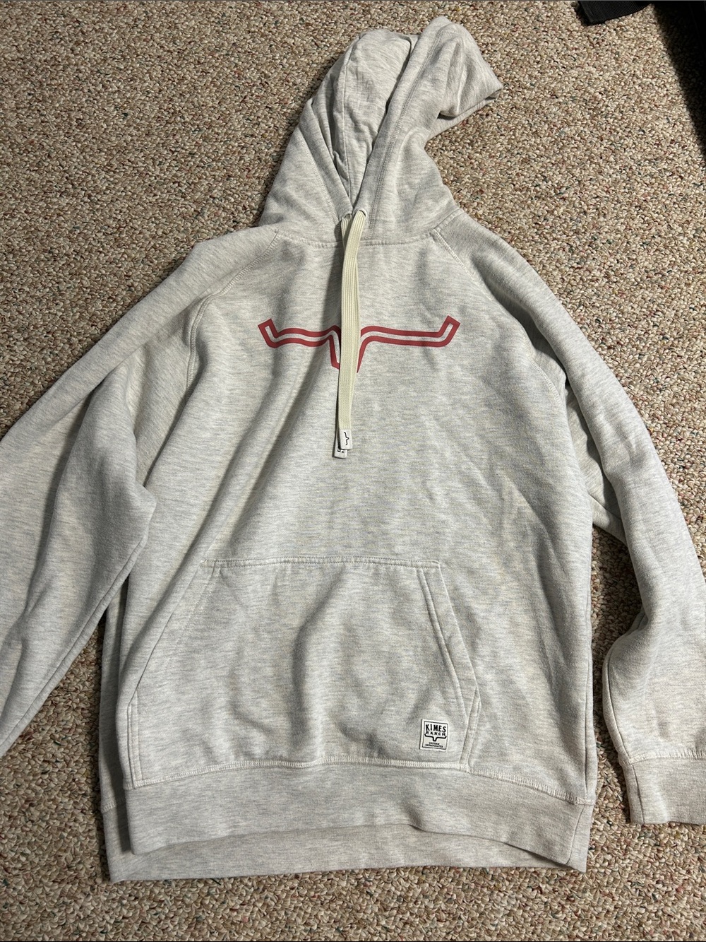 Kimes Ranch Light Gray Hoodie with Red Accent